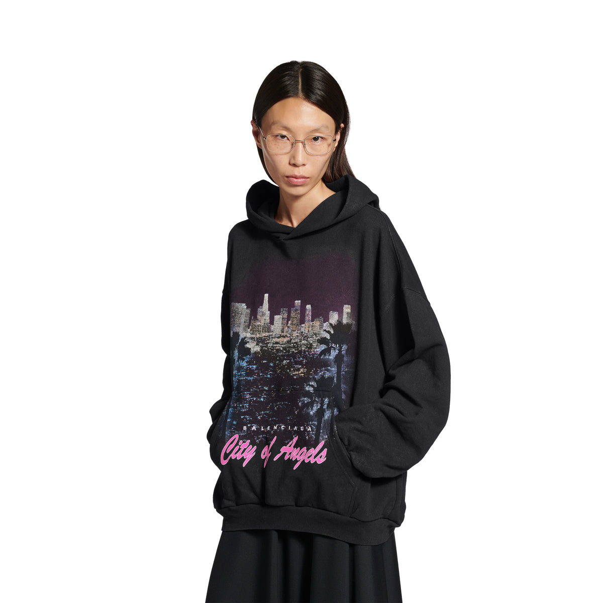 City Of Angels Hoodie - Faded Washed Black