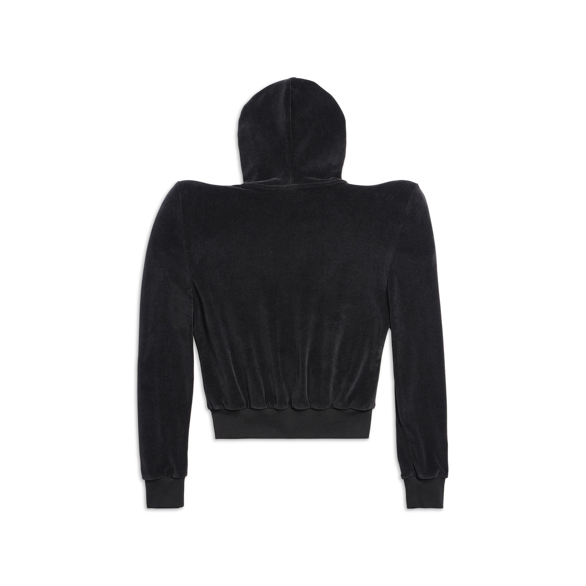 Round Shoulder Zip-up Hoodie - Black