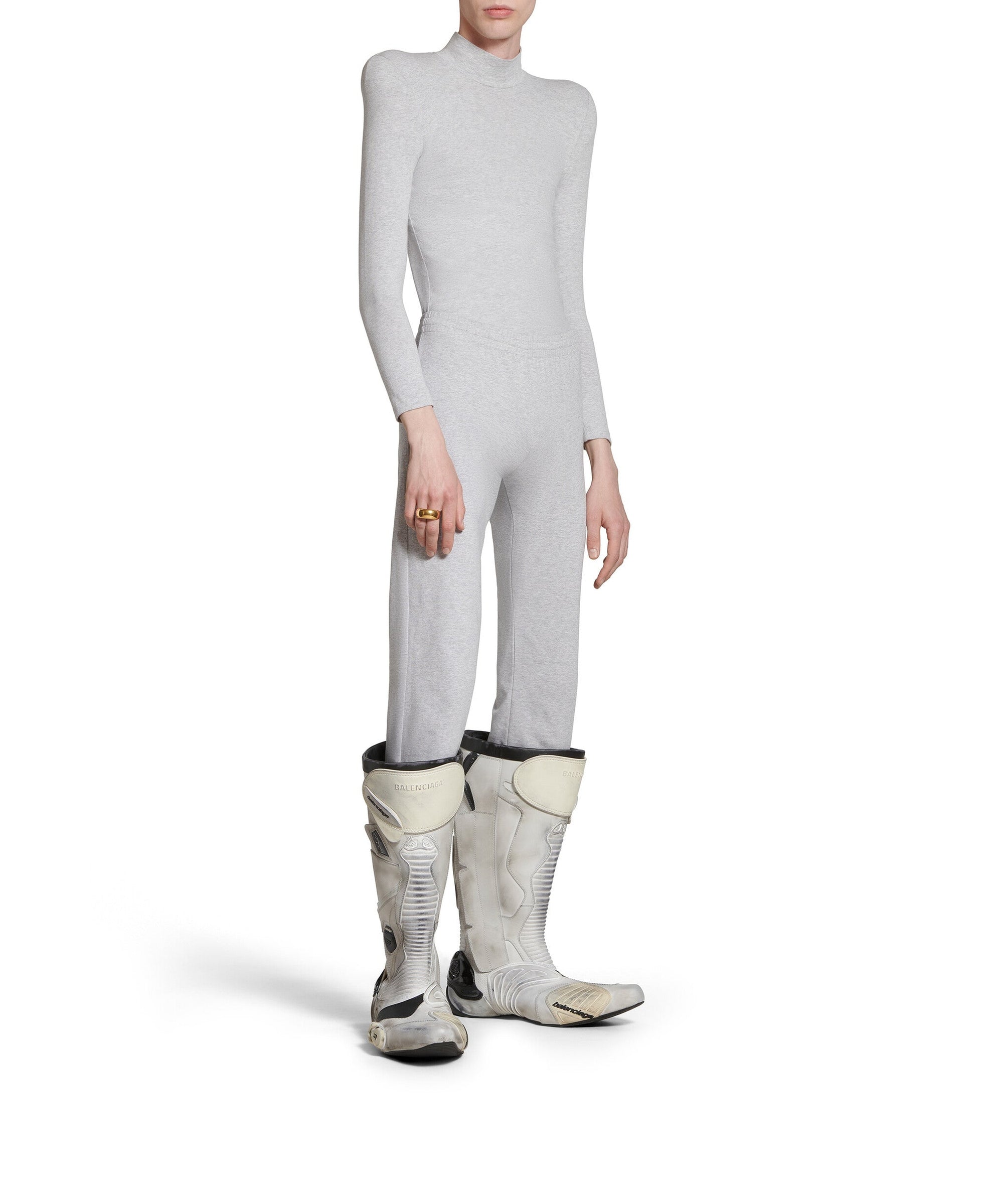 Round Shoulder Long Sleeve Turtleneck - Heather Grey