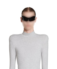 Round Shoulder Long Sleeve Turtleneck - Heather Grey