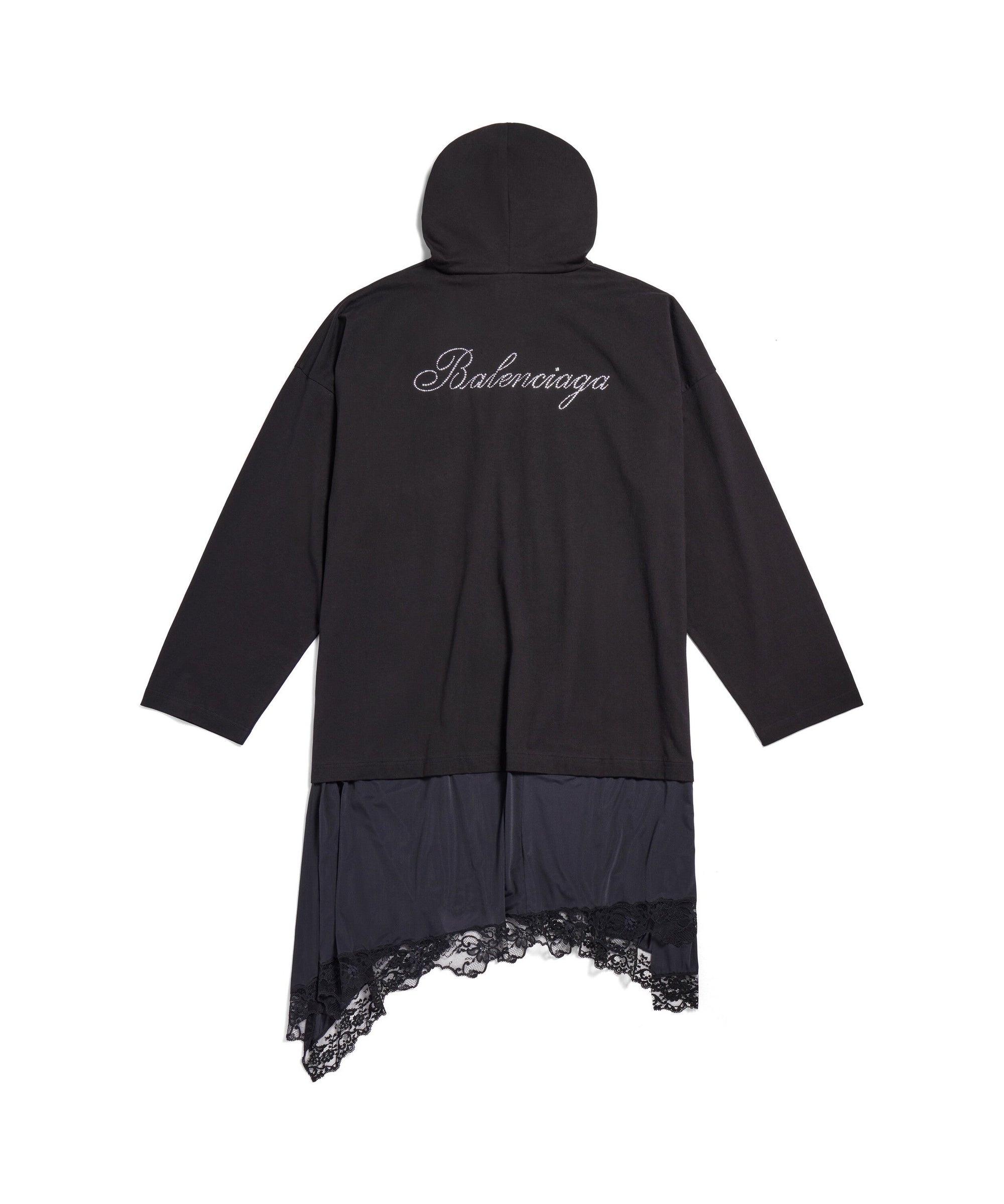 Handwritten Hooded Hybrid Dress - Black