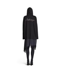 Handwritten Hooded Hybrid Dress - Black