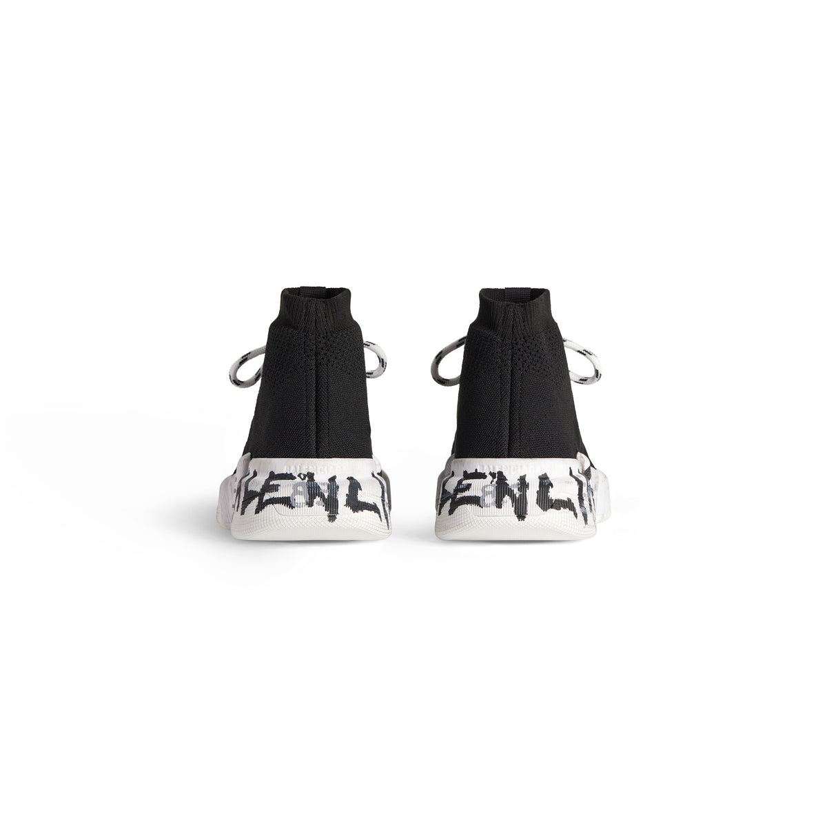 Speed 2.0 Lace-Up Graffiti Recycled Knit Sneakers - Black & White
