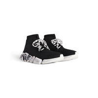 Speed 2.0 Lace-Up Graffiti Recycled Knit Sneakers - Black & White