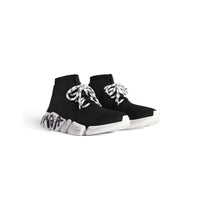 Speed 2.0 Lace-Up Graffiti Recycled Knit Sneakers - Black & White