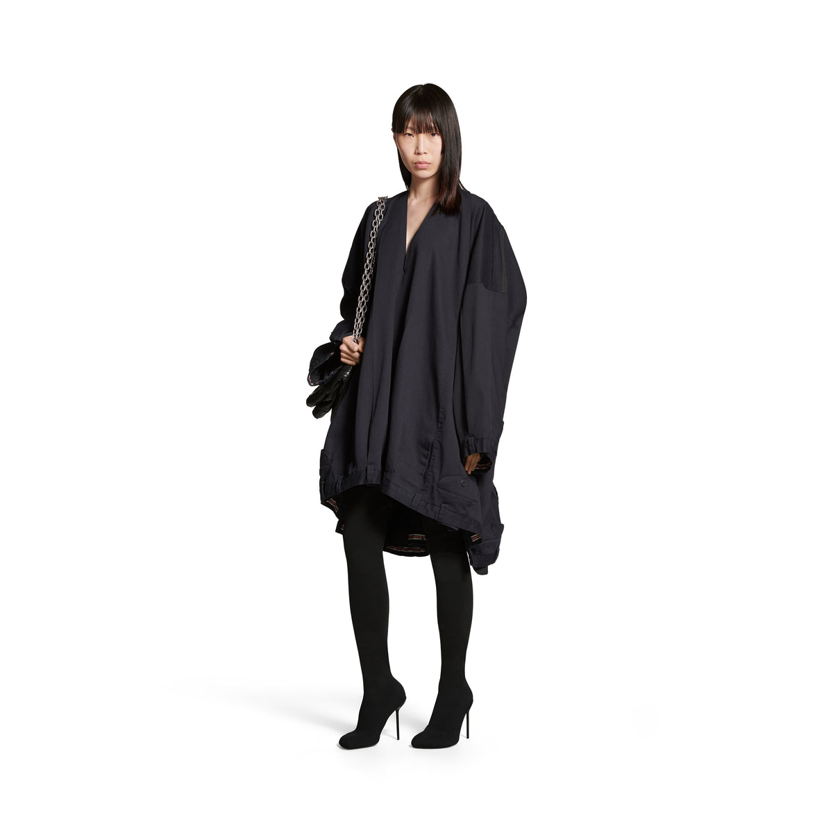 Long Sleeve Vareuse Dress - Navy