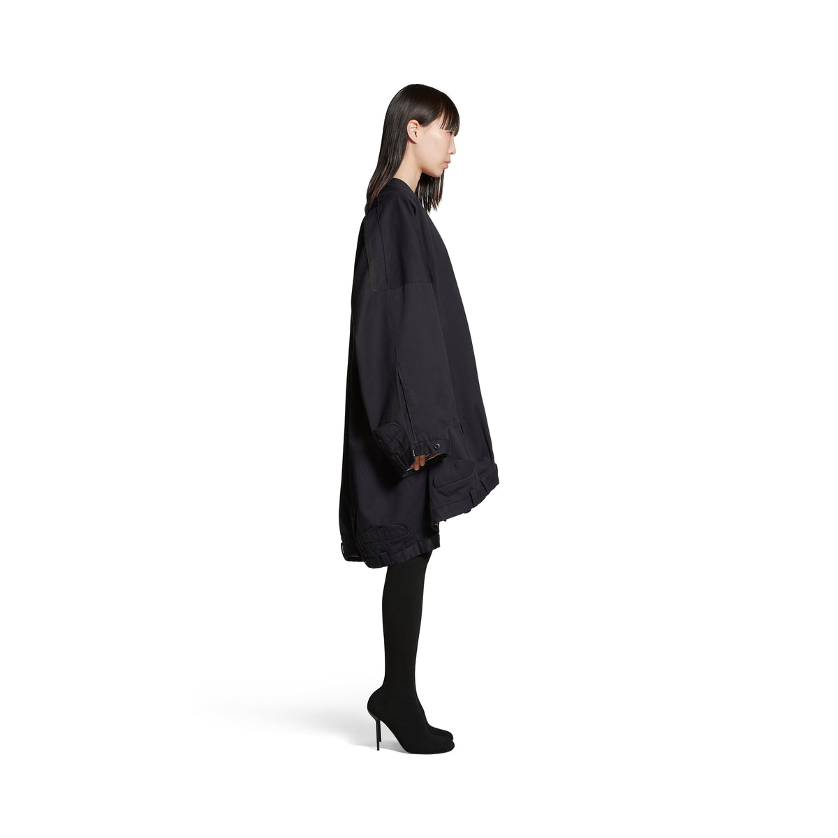 Long Sleeve Vareuse Dress - Navy