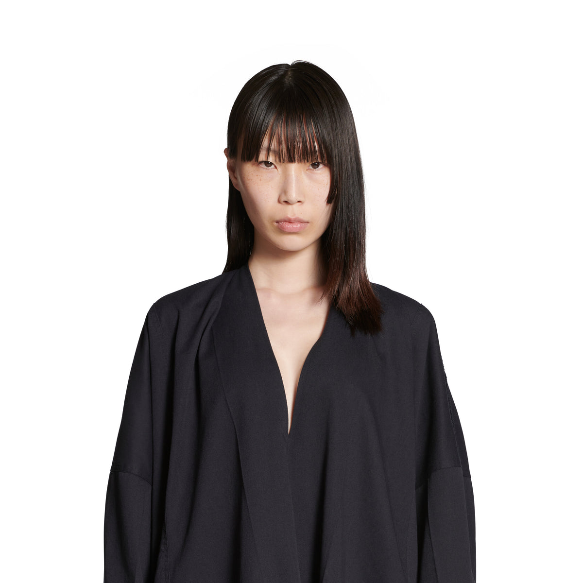Long Sleeve Vareuse Dress - Navy