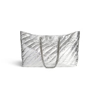 Crush Large Carry All Tote Bag Metallized Quilted - Silver