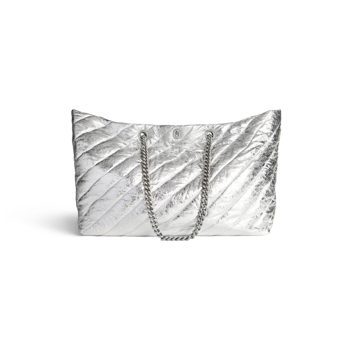 Crush Large Carry All Tote Bag Metallized Quilted - Silver