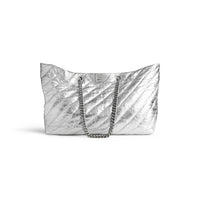 Crush Large Carry All Tote Bag Metallized Quilted - Silver