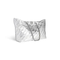 Crush Large Carry All Tote Bag Metallized Quilted - Silver