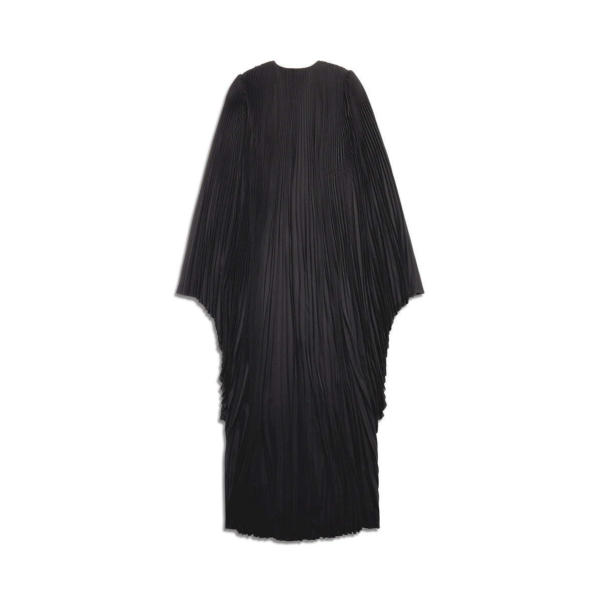 V-Neck Pleated Dress - Black