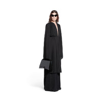 V-Neck Pleated Dress - Black