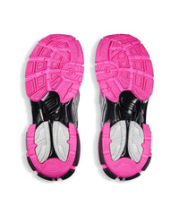 Runner Sneakers - Silver & Black & Fluo Pink