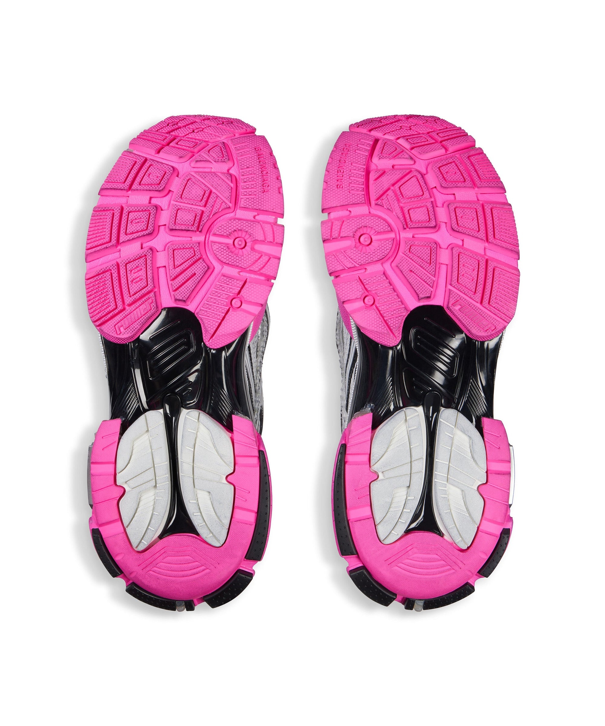 Runner Sneakers - Silver & Black & Fluo Pink