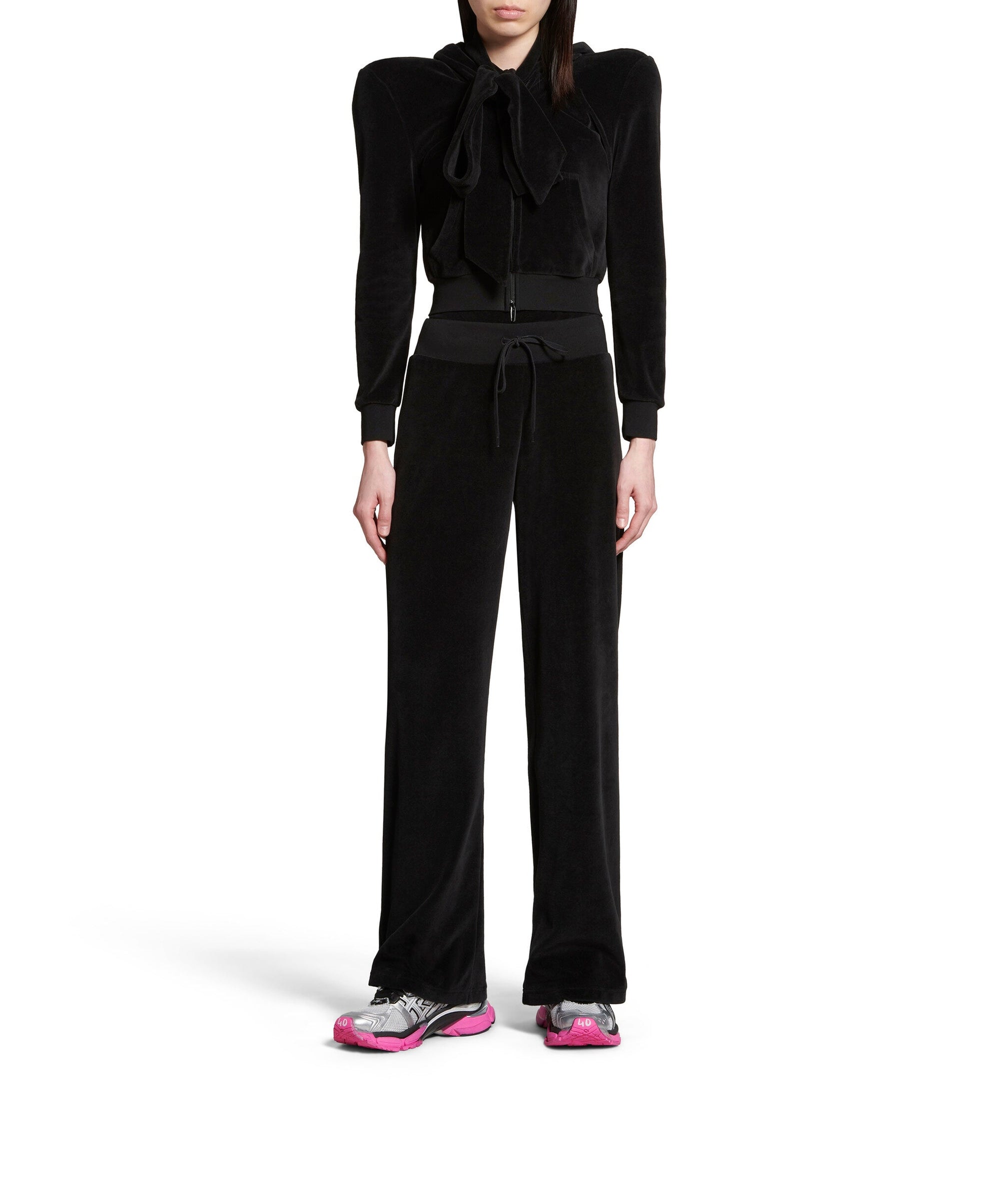 Runner Sneakers - Silver & Black & Fluo Pink