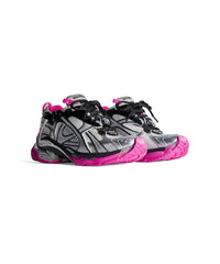Runner Sneakers - Silver & Black & Fluo Pink