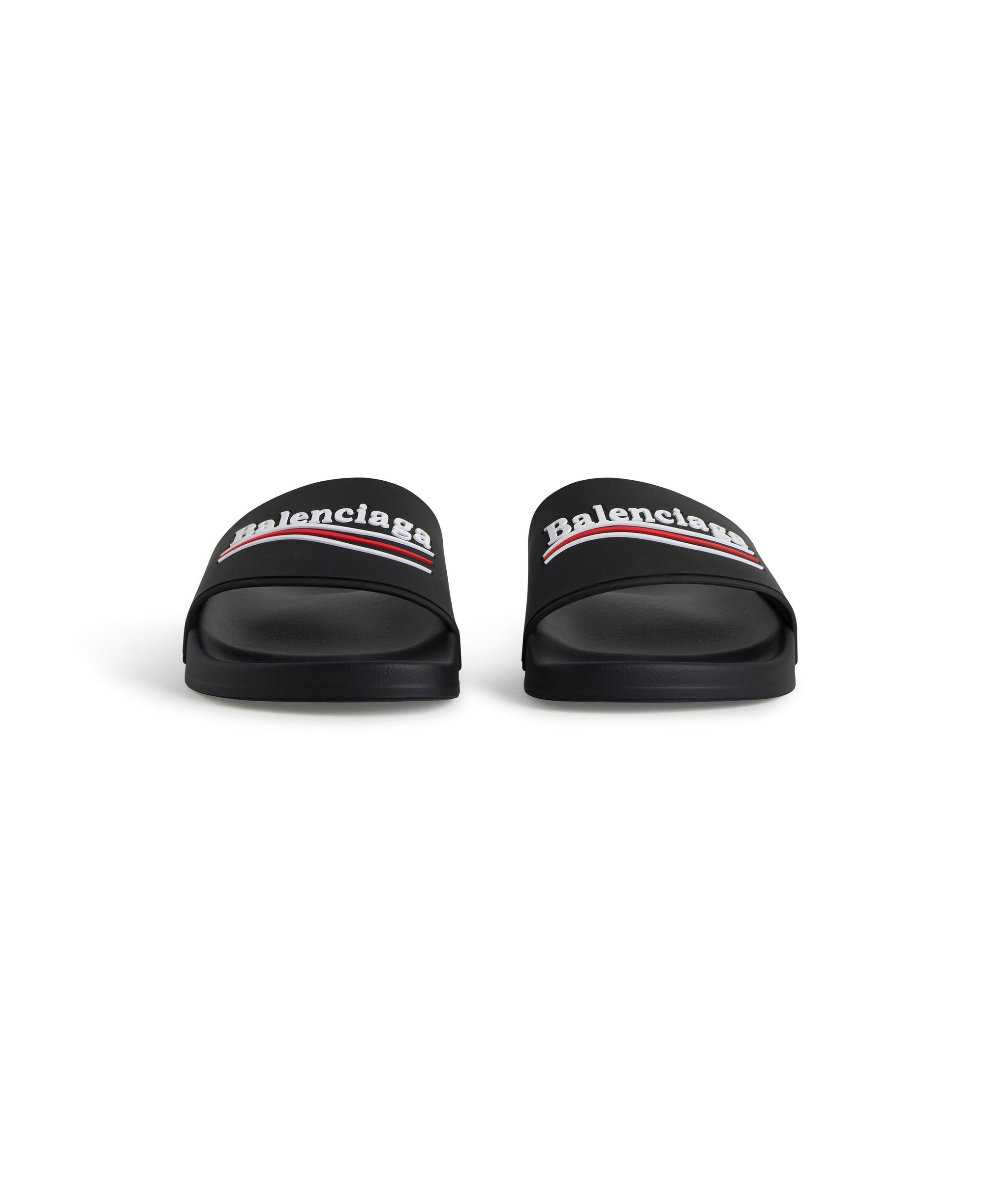 Pool Slide Sandals - Black & White & Red