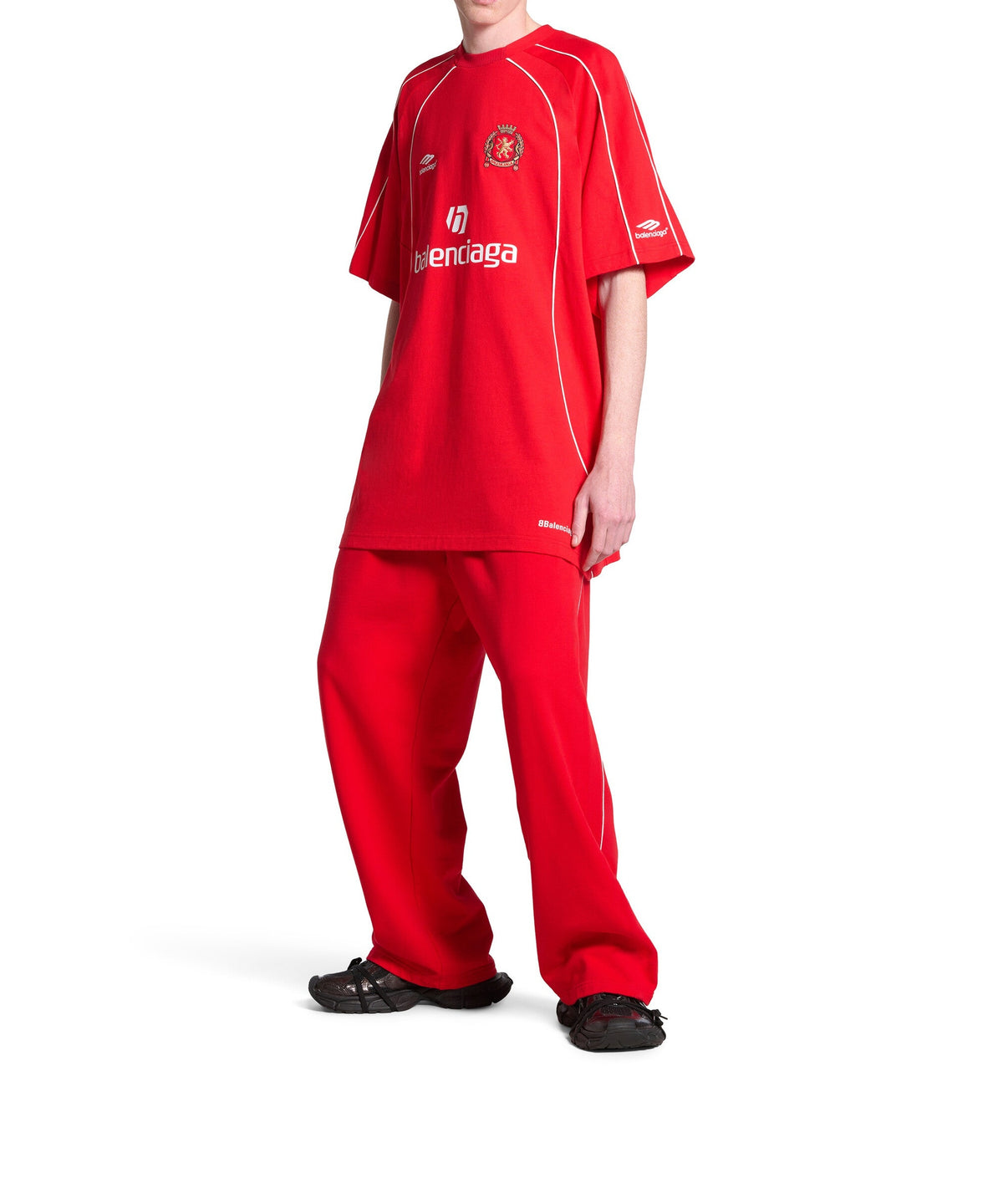 Paris Soccer T-Shirt Oversized - Sporty Red & White