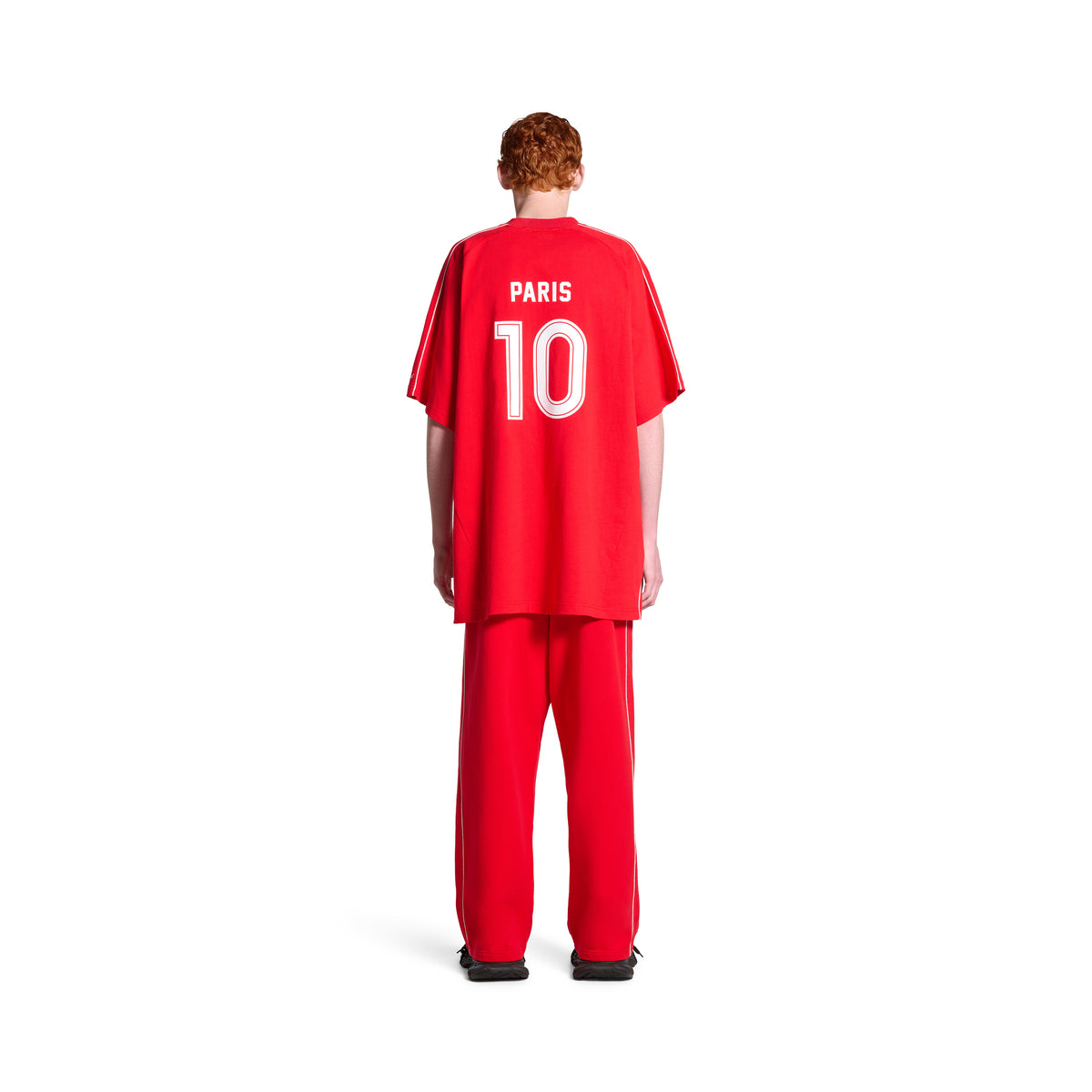 Paris Soccer T-Shirt Oversized - Sporty Red & White