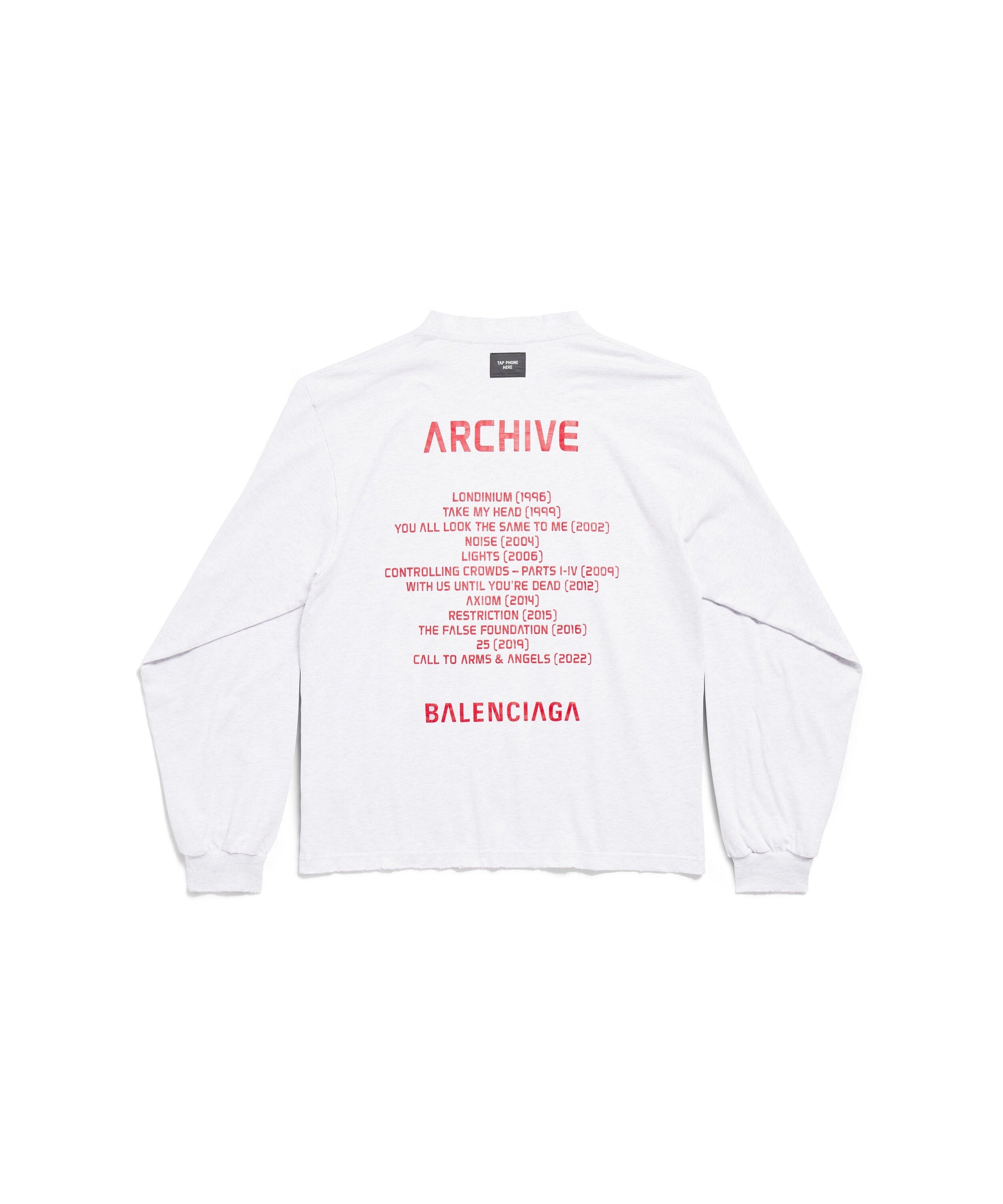 Balenciaga Music x Archives Series Connected Long Sleeve T-Shirt - Grey & Red