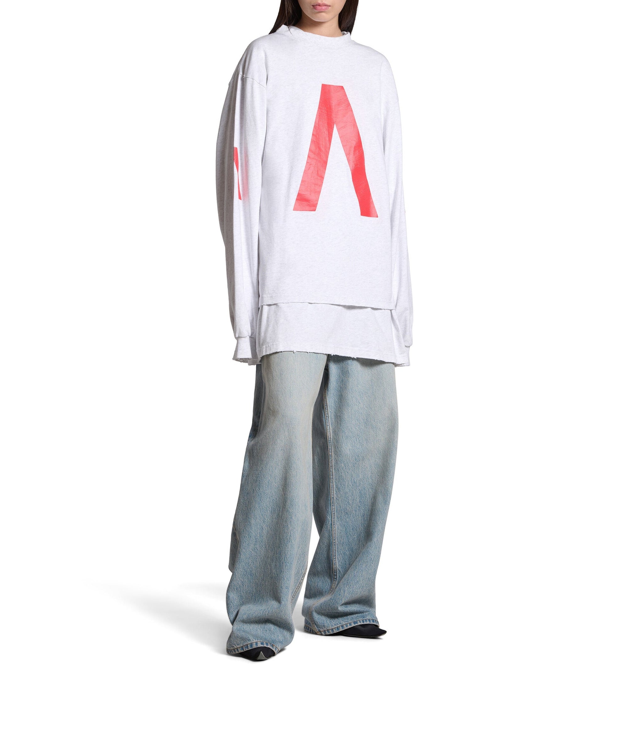 Balenciaga Music x Archives Series Connected Long Sleeve T-Shirt - Grey & Red