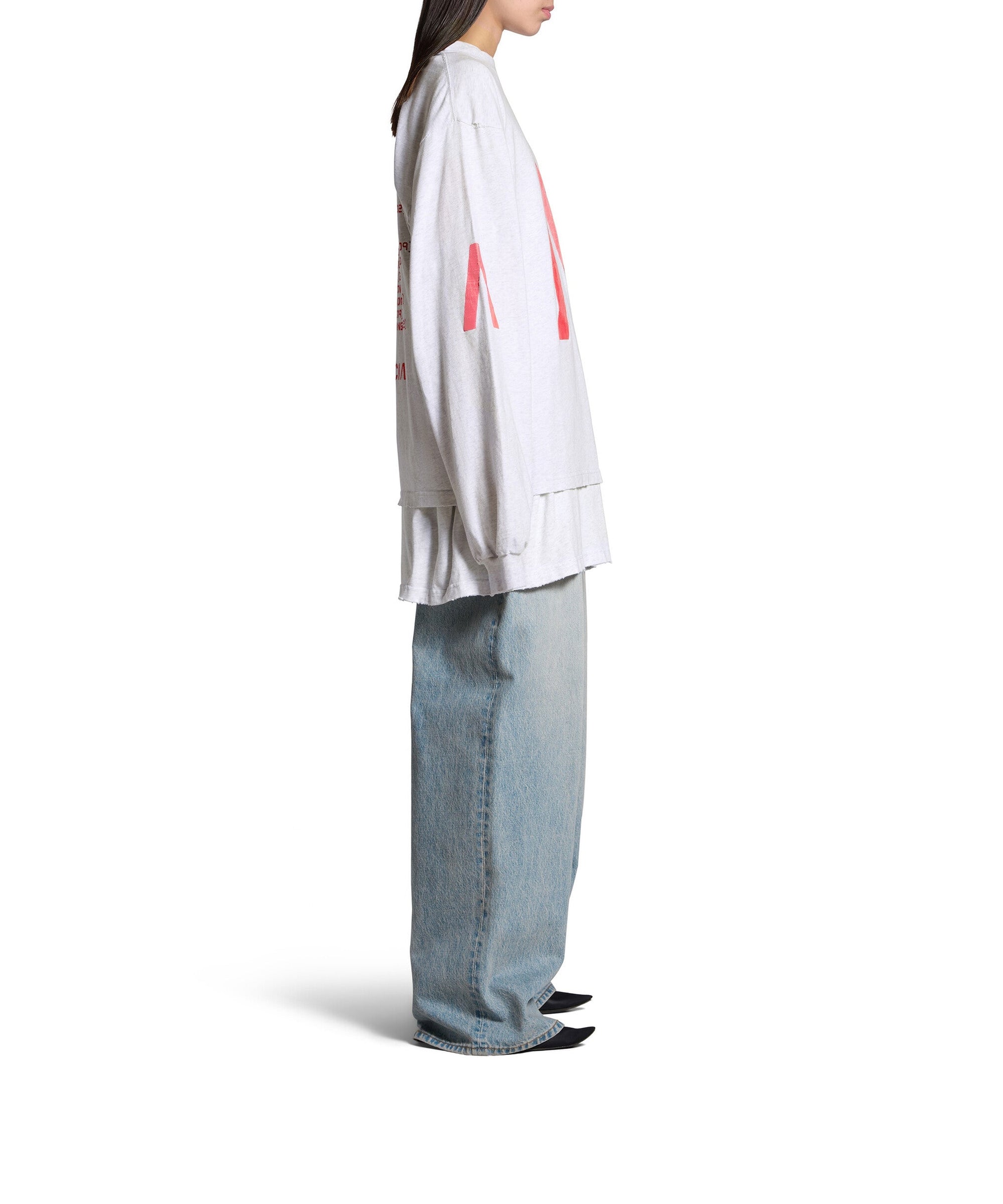 Balenciaga Music x Archives Series Connected Long Sleeve T-Shirt - Grey & Red