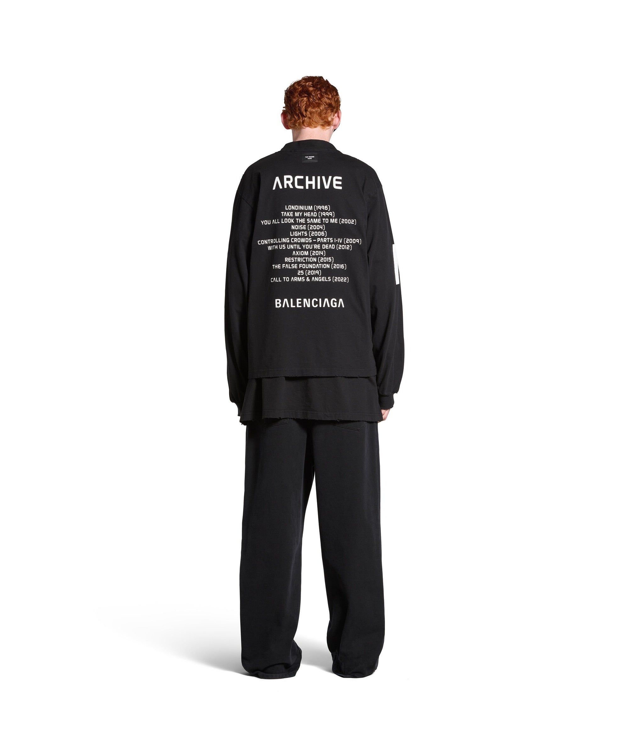 Balenciaga Music x Archives Series Connected Long Sleeve T-Shirt - Faded Black & White