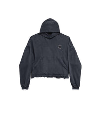 Balenciaga Nail Polish Cropped Hoodie - Faded Washed Black