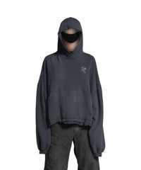 Balenciaga Nail Polish Cropped Hoodie - Faded Washed Black