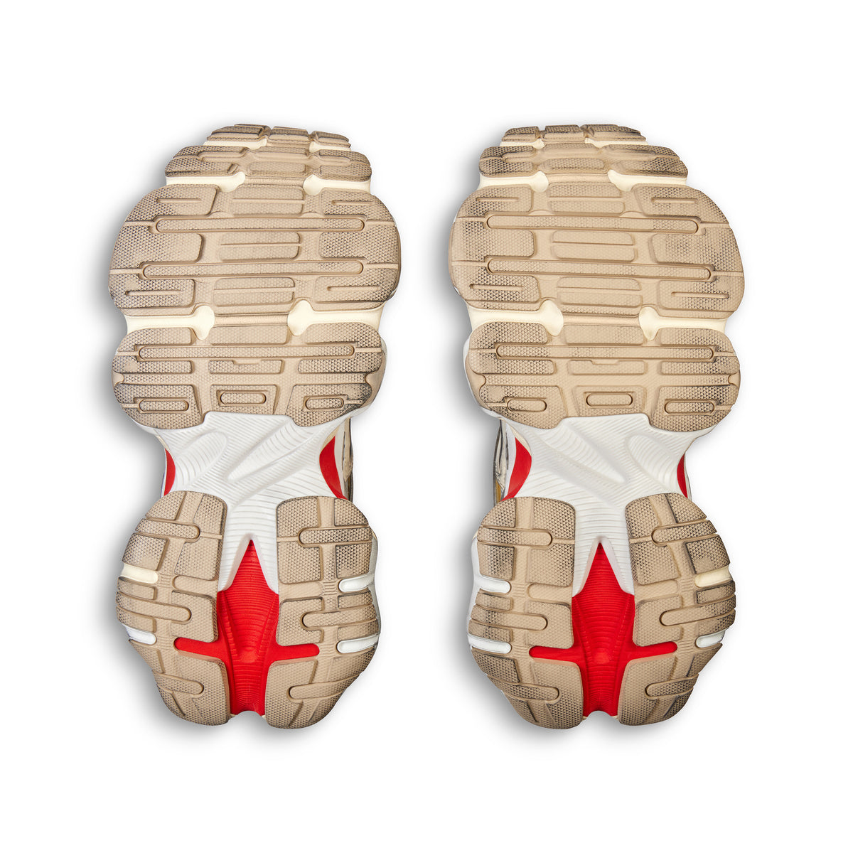 Cargo Sneakers - Beige & Grey & Red