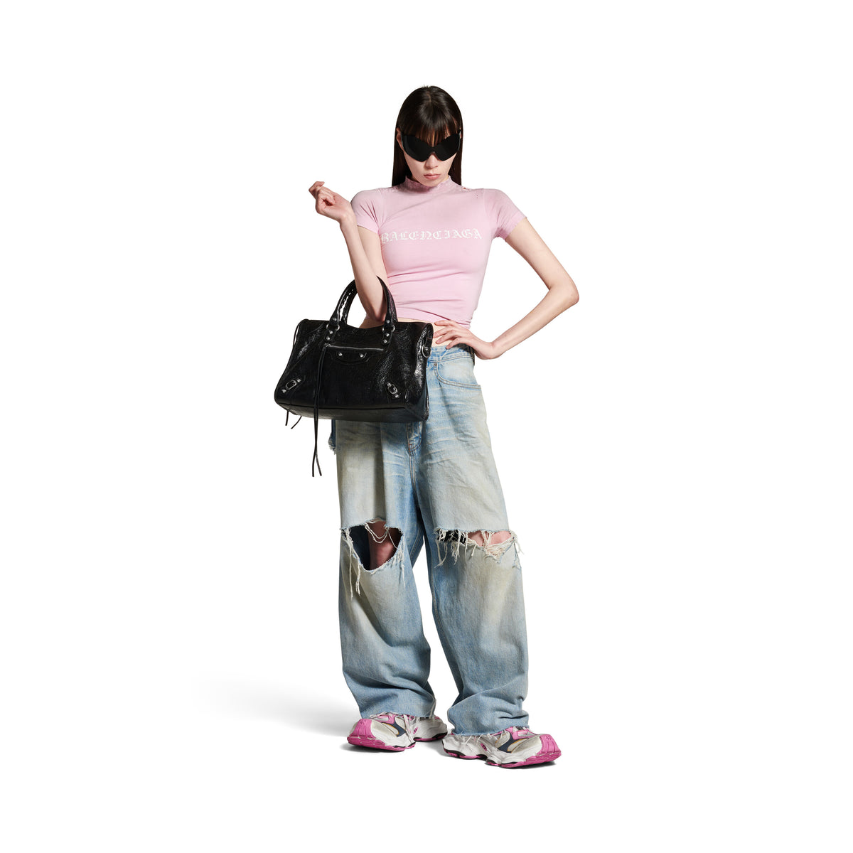 Cargo Sneakers - Grey & White & Pink