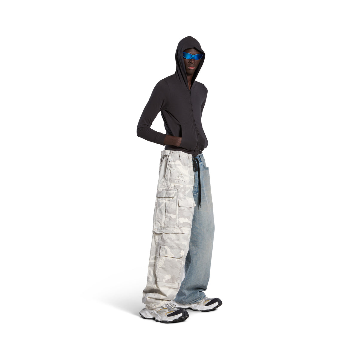 Grayscale Camo Hybrid Baggy Pants - Outback Blue