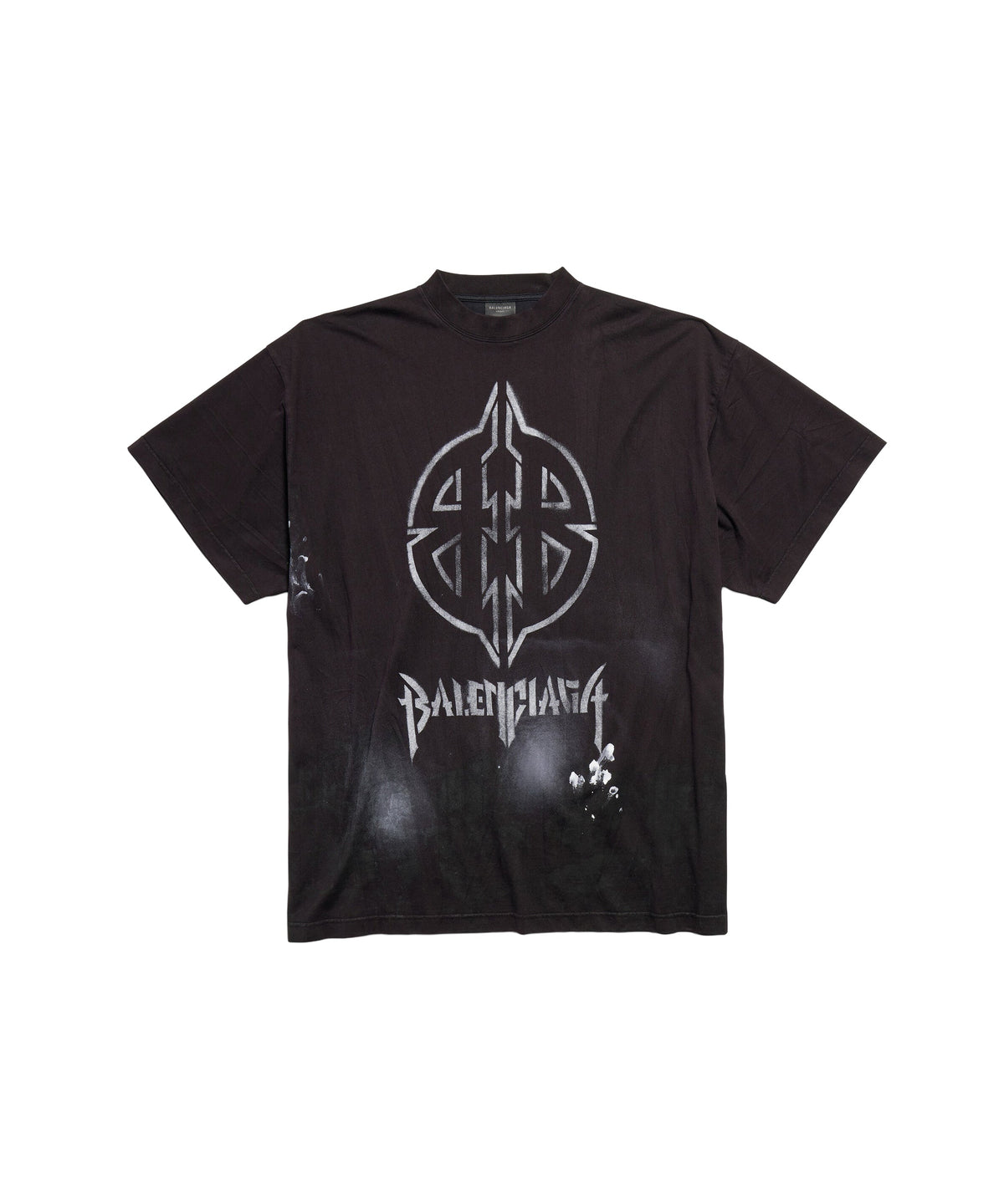 Metal BB Stencil T-Shirt Oversized - Washed Black & White