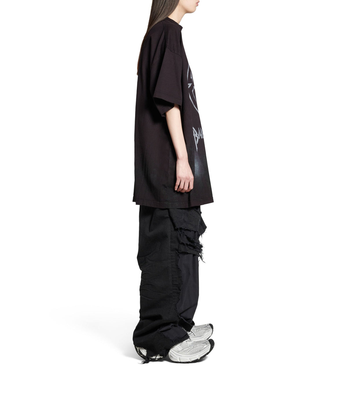 Metal BB Stencil T-Shirt Oversized - Washed Black & White