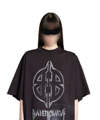 Metal BB Stencil T-Shirt Oversized - Washed Black & White