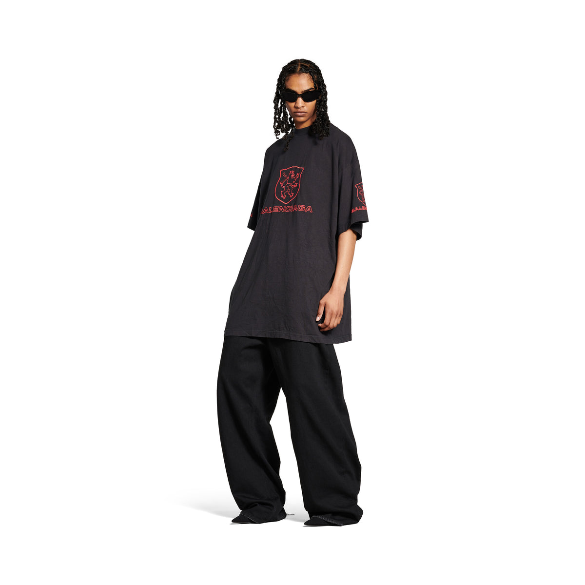 Lion Club T-Shirt Oversized - Washed Black & Red