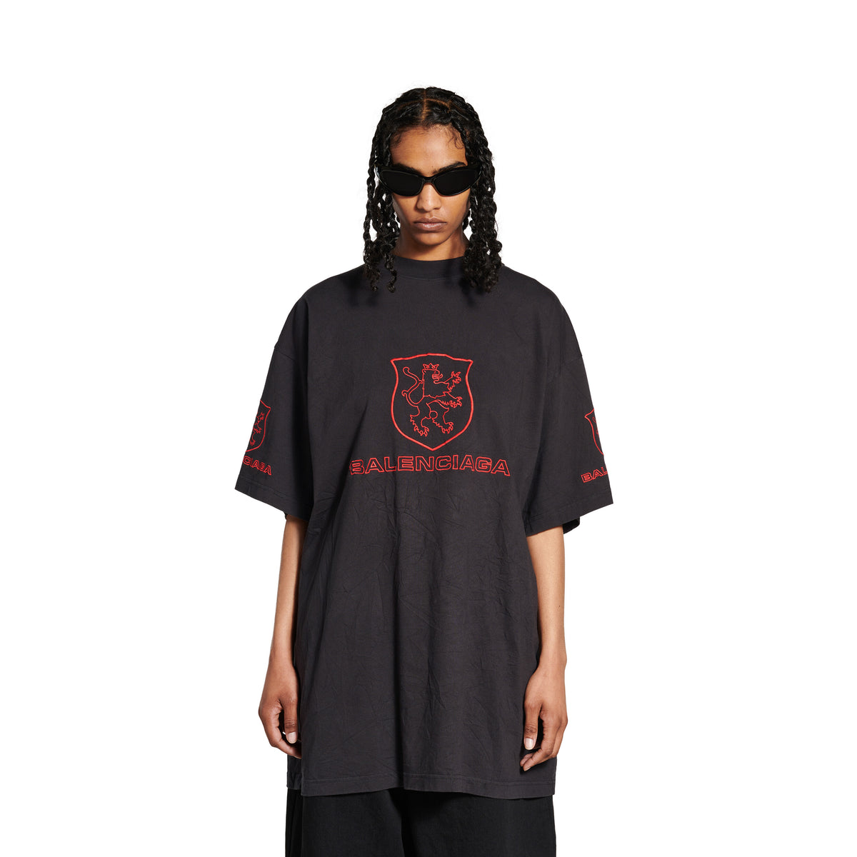 Lion Club T-Shirt Oversized - Washed Black & Red