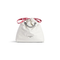 Crush Small Tote Bag - Optic White & Red