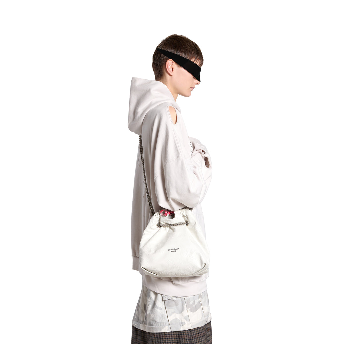Crush Small Tote Bag - Optic White & Red