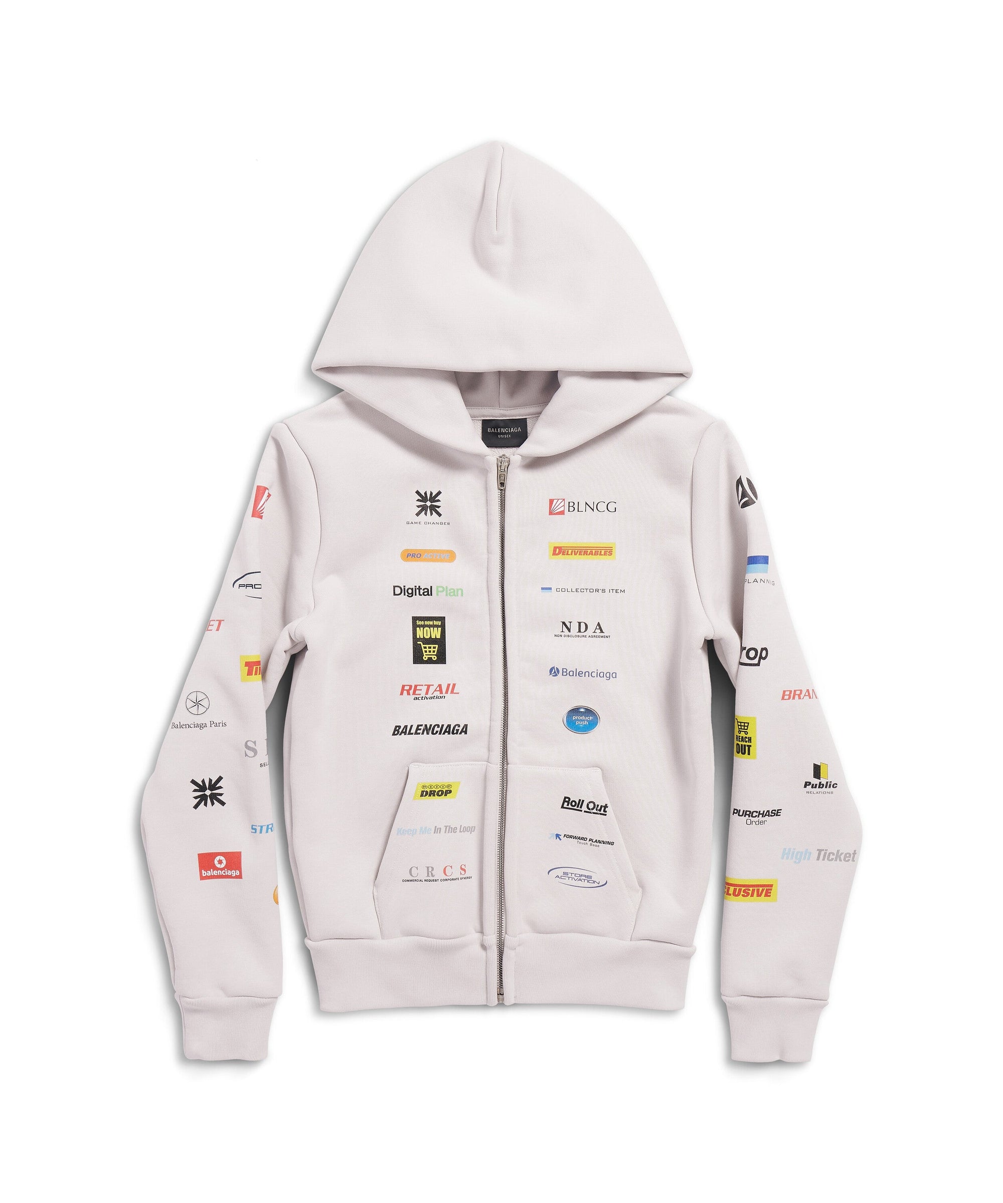 Business English Zip-Up Hoodie - Off White