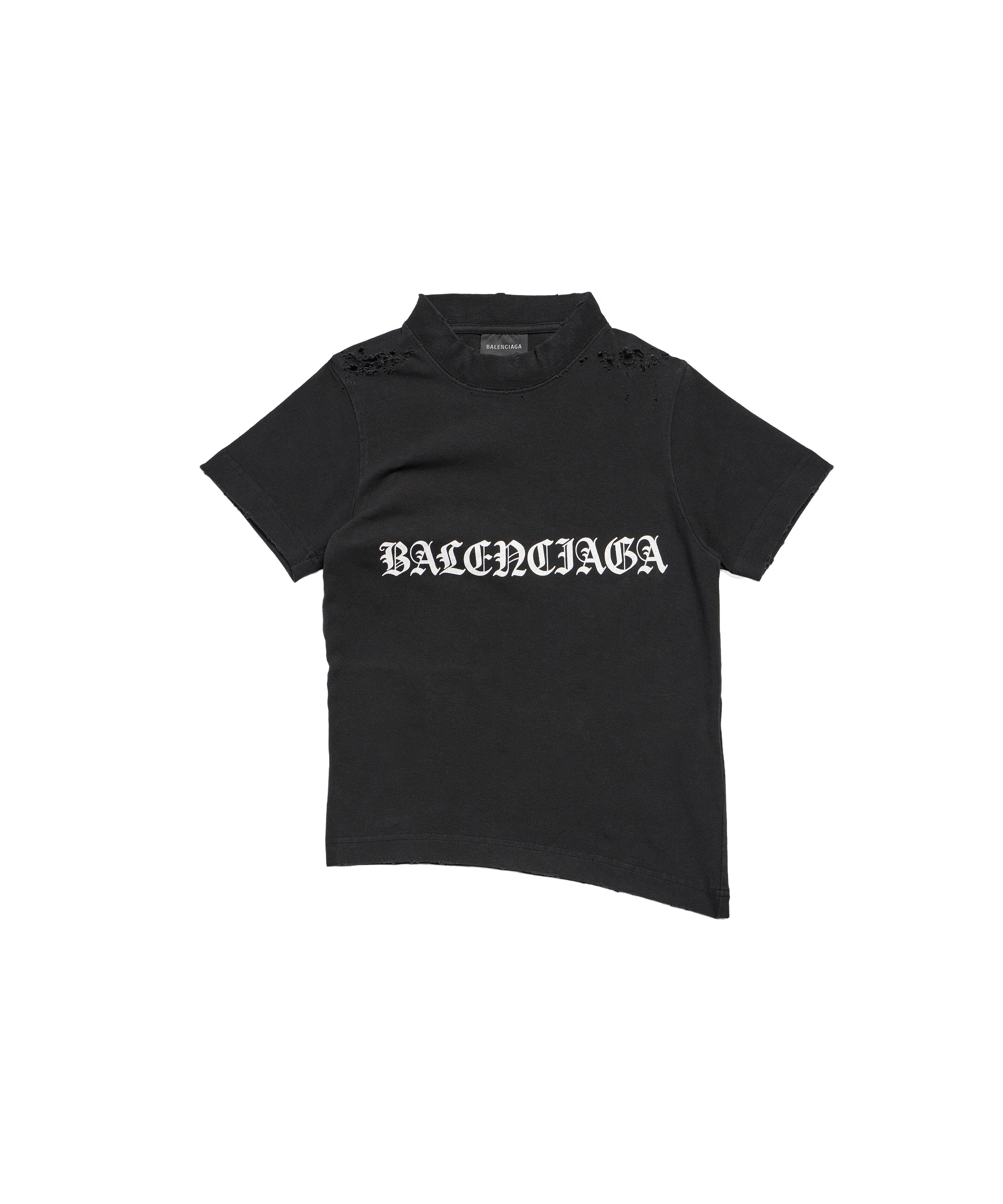 Gothic Type Shrunk T-Shirt - Faded Black & White