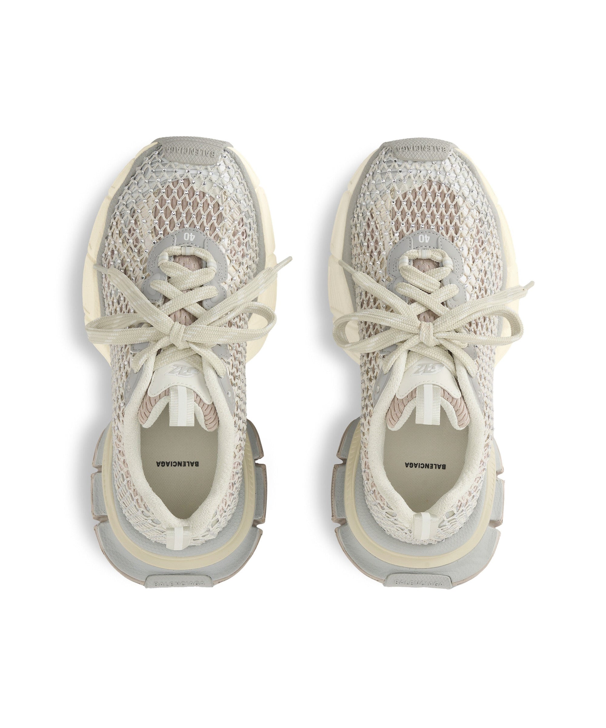 3XL Fishnet Sneakers - Eggshell & Crystal