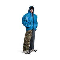 Hooded Biker Jacket - Blue