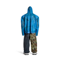 Hooded Biker Jacket - Blue