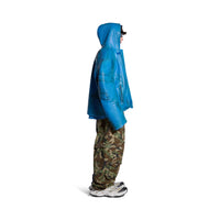 Hooded Biker Jacket - Blue