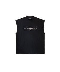 Inside Out Sleeveless T-Shirt - Faded Black & White
