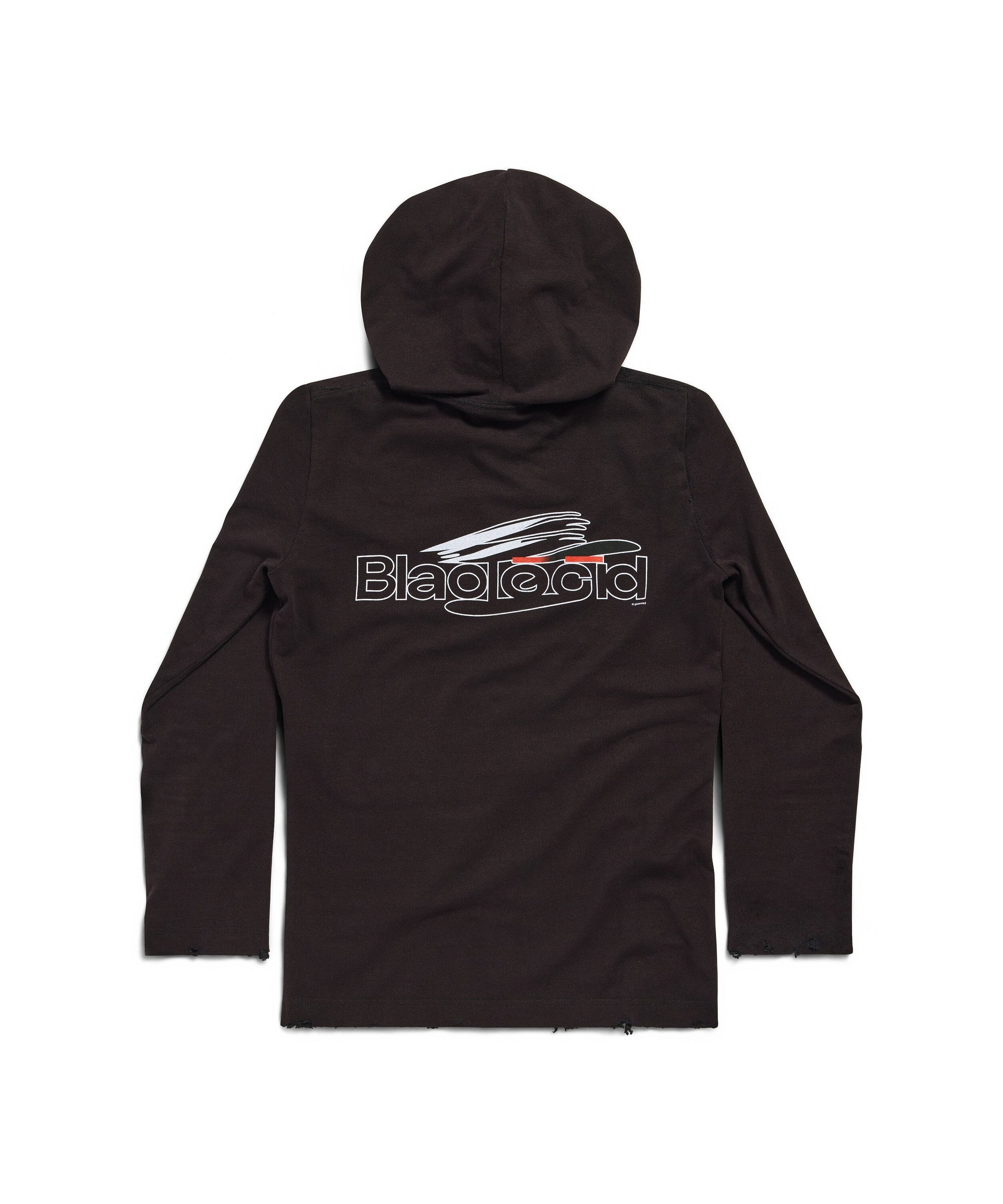 AI Generated Long Sleeve Hooded T-Shirt - Washed Black & White