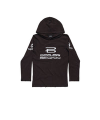 AI Generated Long Sleeve Hooded T-Shirt - Washed Black & White